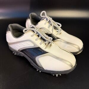 FootJoy Junior Golf Shoes White‎ Black Silver Spiked Cleats Boys Size 3